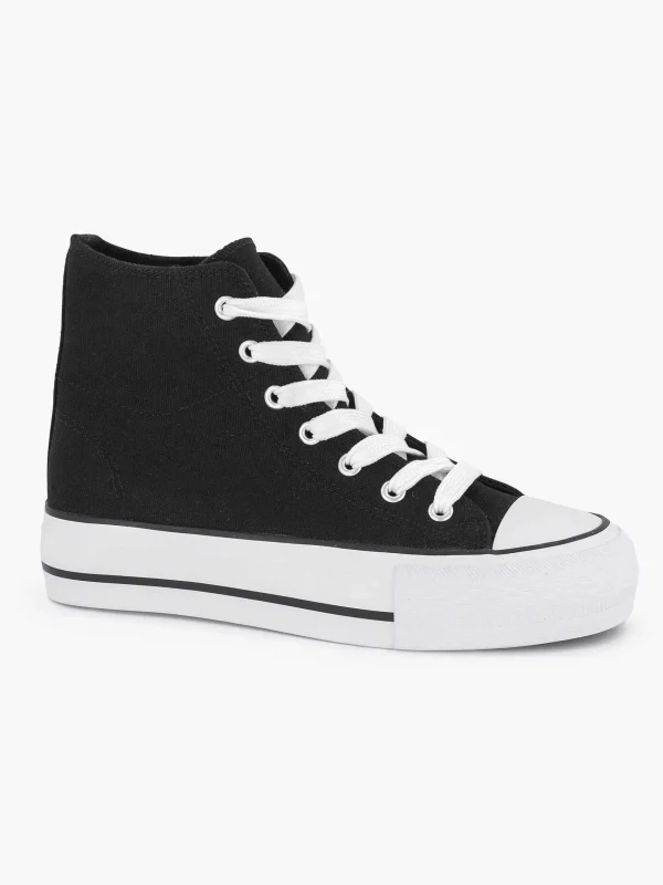 Dames Graceland Zwarte Hoge Canvas Sneaker