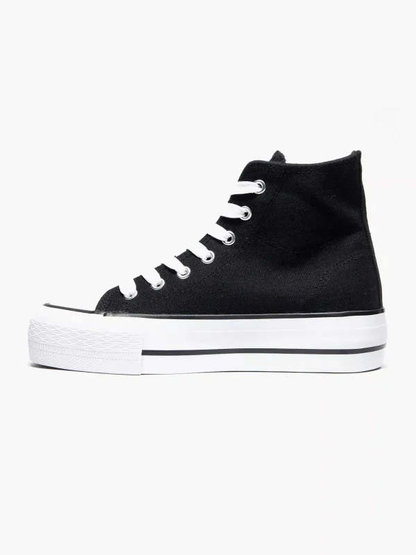 Dames Graceland Zwarte Hoge Canvas Sneaker