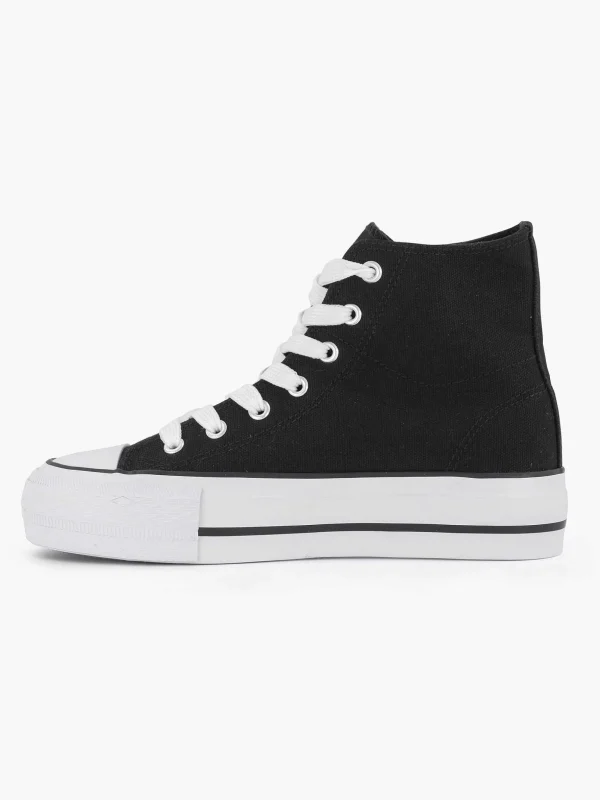 Dames Graceland Zwarte Hoge Canvas Sneaker
