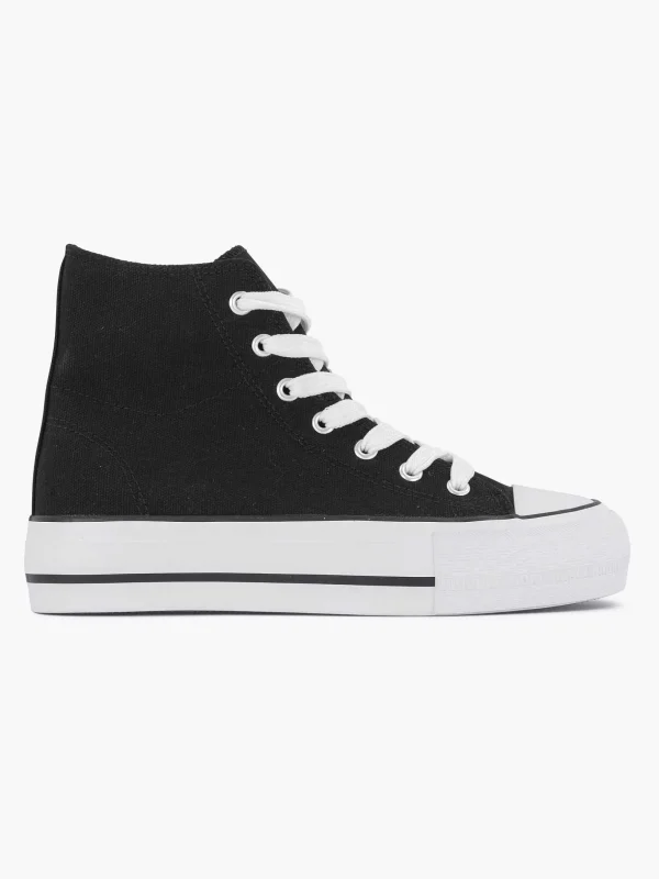 Dames Graceland Zwarte Hoge Canvas Sneaker