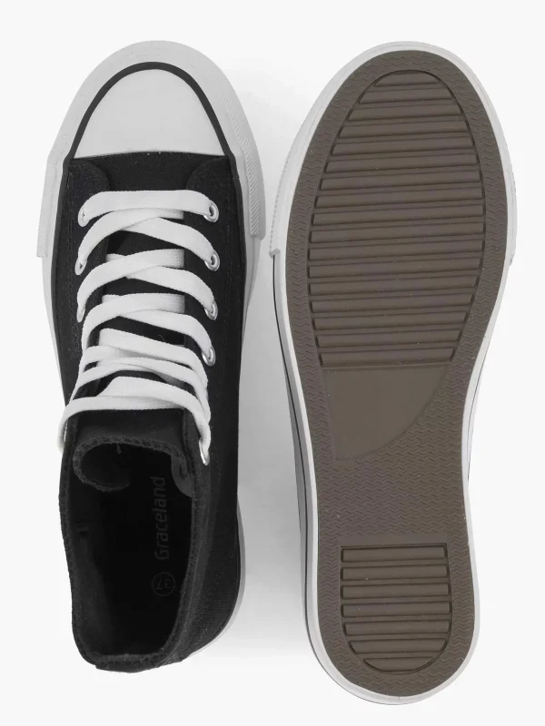 Dames Graceland Zwarte Hoge Canvas Sneaker