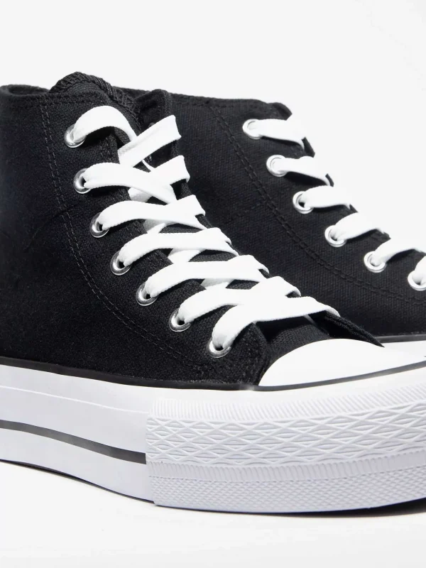 Dames Graceland Zwarte Hoge Canvas Sneaker