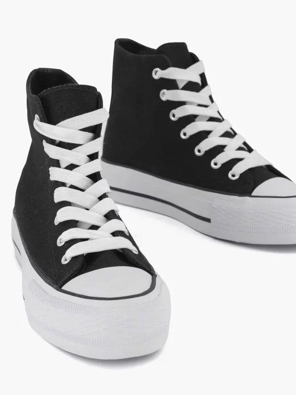 Dames Graceland Zwarte Hoge Canvas Sneaker