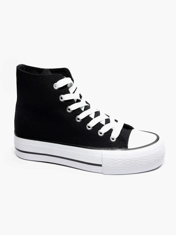 Dames Graceland Zwarte Hoge Canvas Sneaker