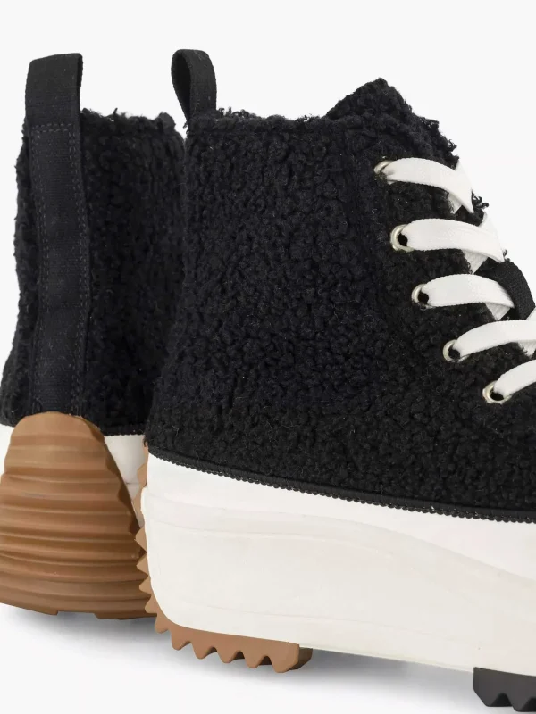 Dames Oxmox Zwarte Hoge Platform Sneaker Teddy