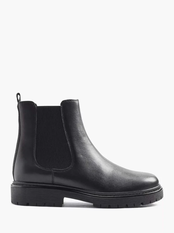 Dames 5th Avenue Zwarte Leren Chelsea Boot