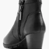 Dames Medicus Zwarte Leren Comfort Enkellaars Hak