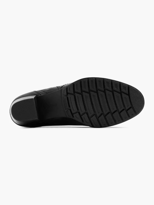 Dames Medicus Zwarte Leren Comfort Enkellaars Hak