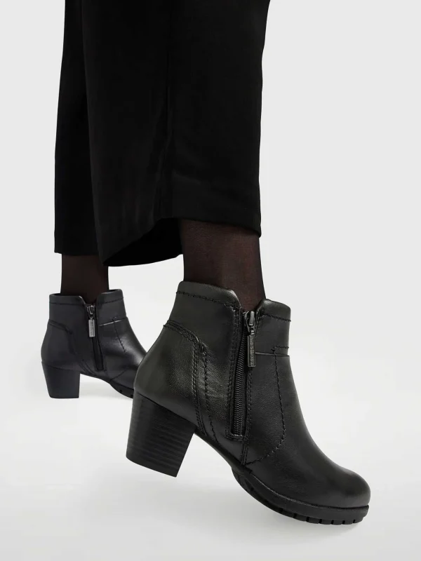 Dames Medicus Zwarte Leren Comfort Enkellaars Hak