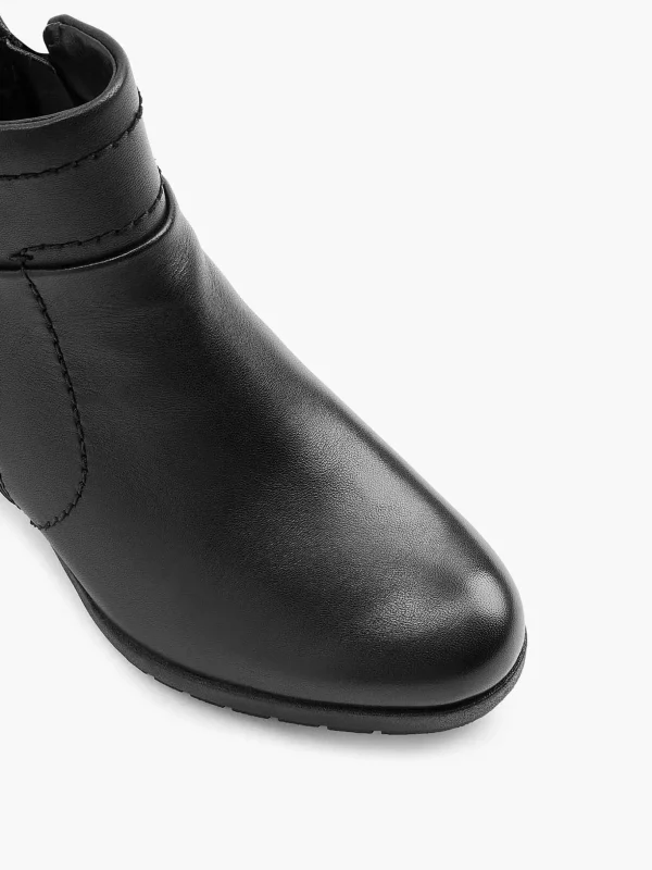 Dames Medicus Zwarte Leren Comfort Enkellaars Hak