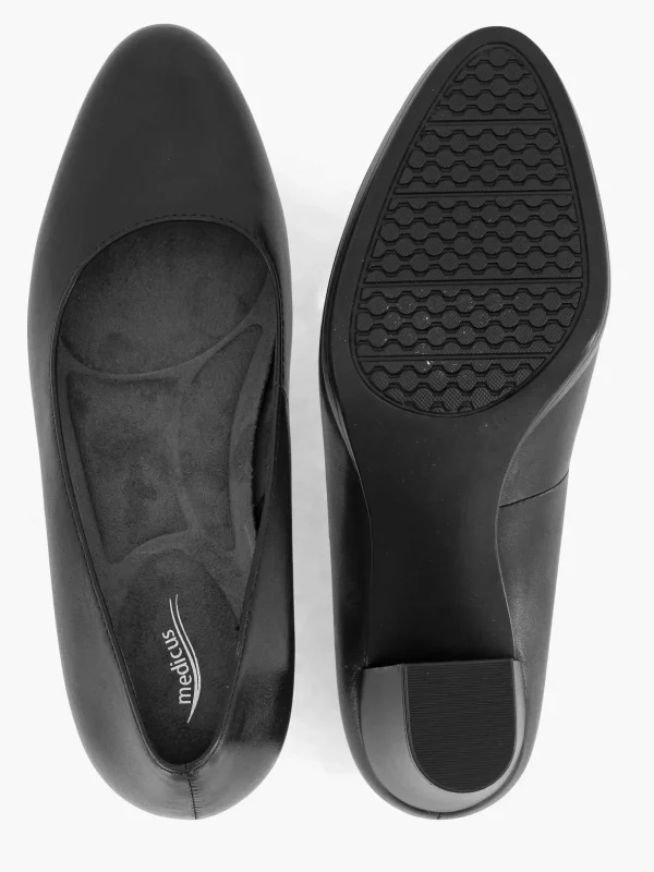 Dames Medicus Zwarte Leren Comfort Pump