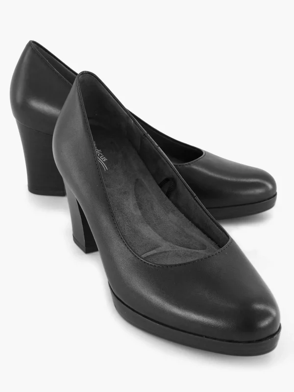 Dames Medicus Zwarte Leren Comfort Pump