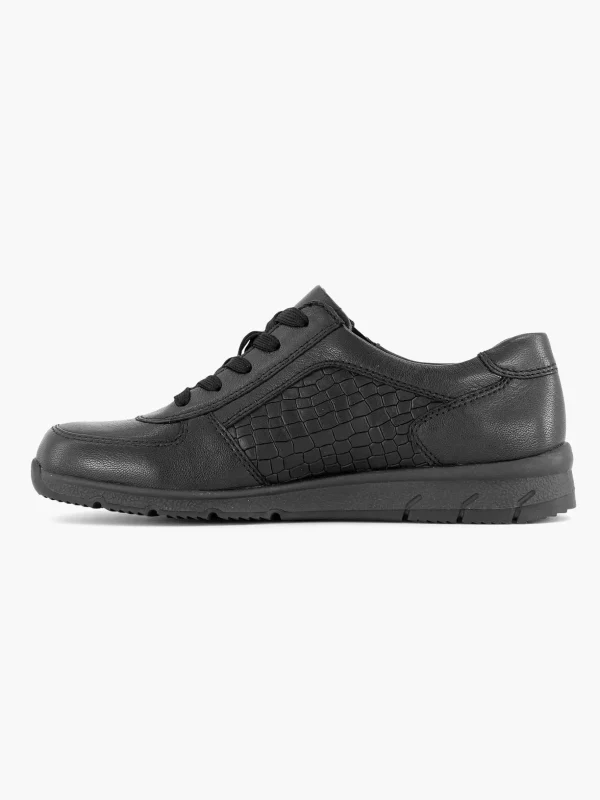 Dames Medicus Zwarte Leren Comfort Sneaker