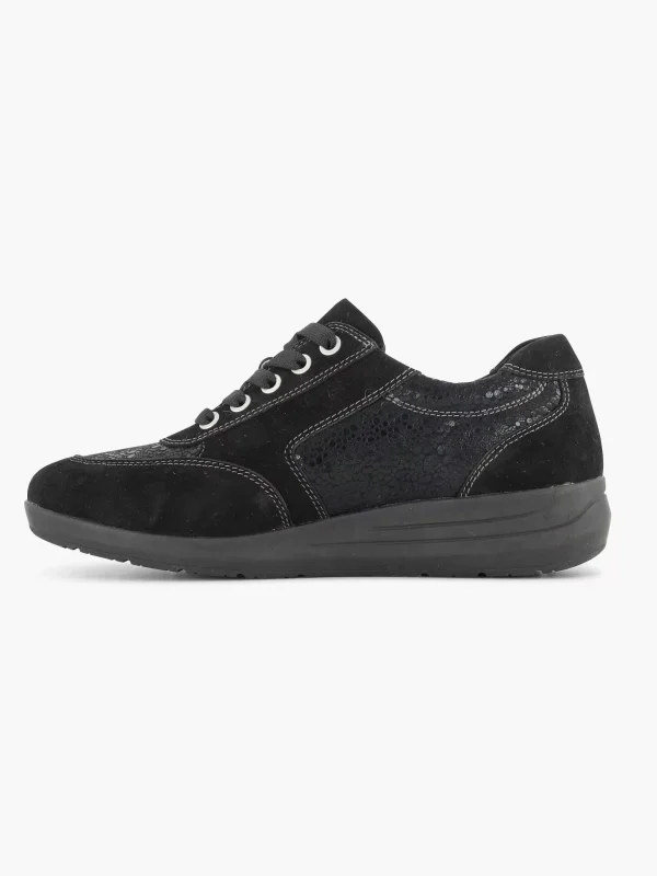 Dames Medicus Zwarte Leren Comfort Sneaker