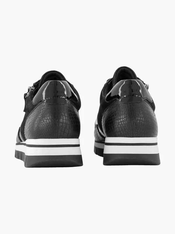 Dames Medicus Zwarte Leren Comfort Sneaker Croco