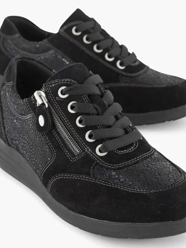 Dames Medicus Zwarte Leren Comfort Sneaker