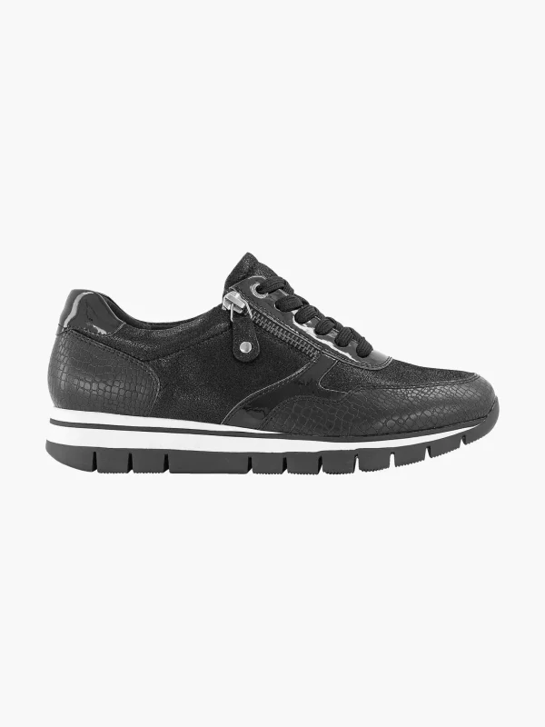 Dames Medicus Zwarte Leren Comfort Sneaker Croco