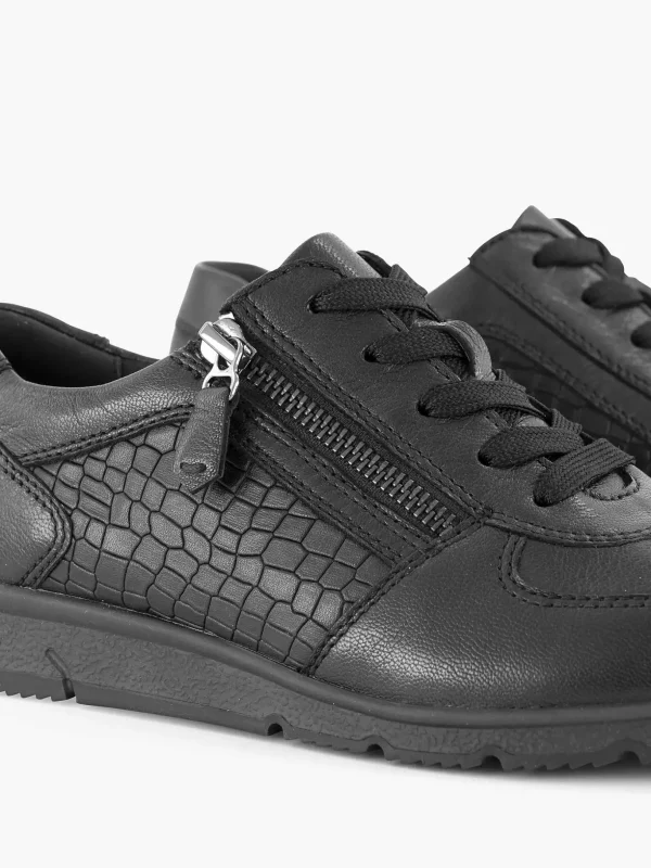 Dames Medicus Zwarte Leren Comfort Sneaker