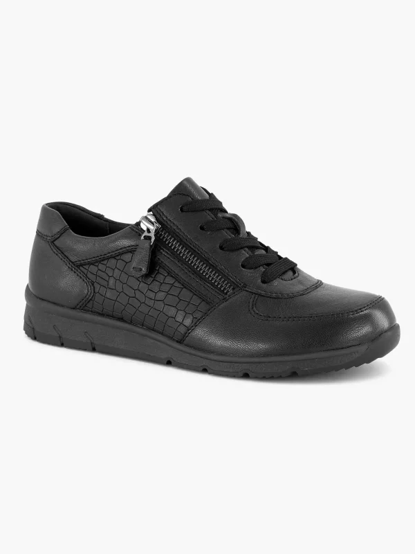 Dames Medicus Zwarte Leren Comfort Sneaker