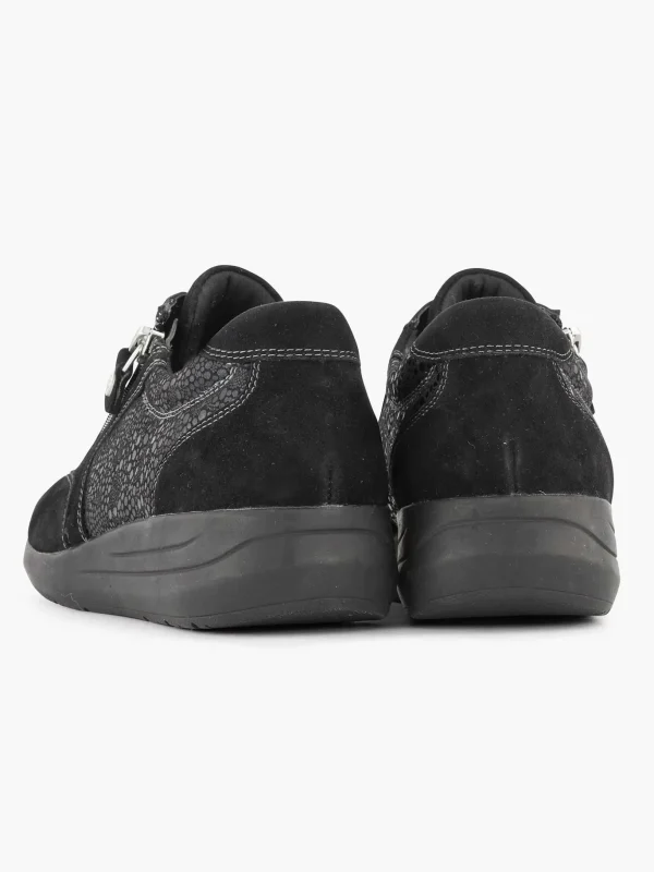 Dames Medicus Zwarte Leren Comfort Sneaker