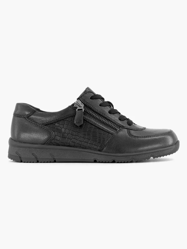 Dames Medicus Zwarte Leren Comfort Sneaker