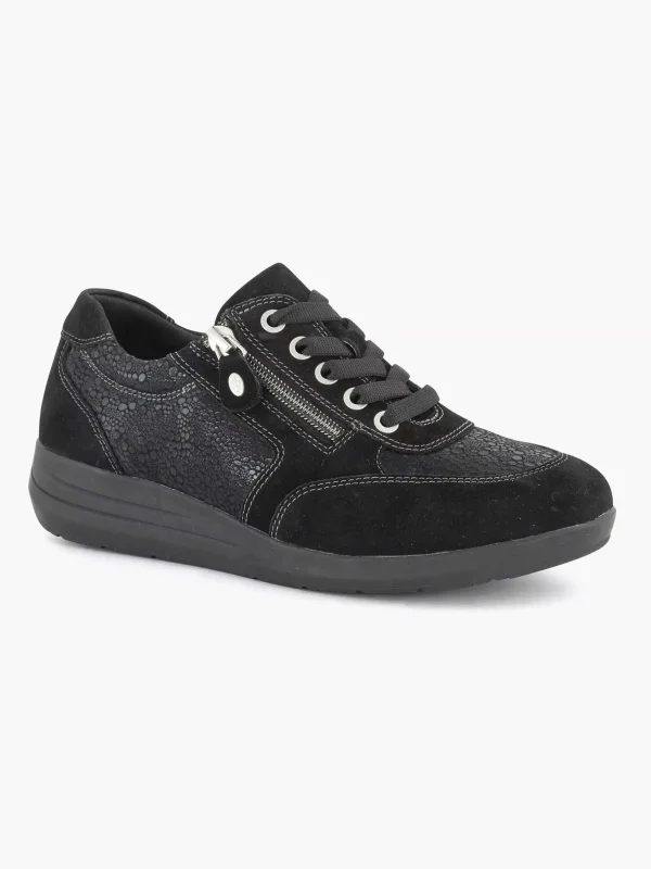Dames Medicus Zwarte Leren Comfort Sneaker