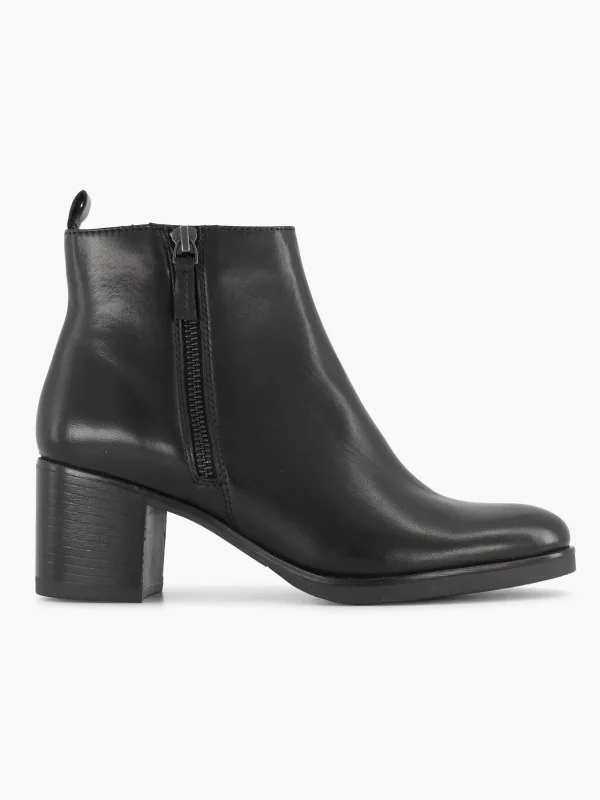 Dames 5th Avenue Zwarte Leren Enkellaars Hak