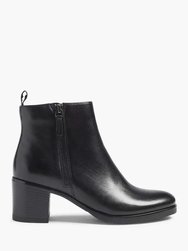 Dames 5th Avenue Zwarte Leren Enkellaars Hak