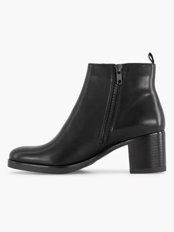 Dames 5th Avenue Zwarte Leren Enkellaars Hak
