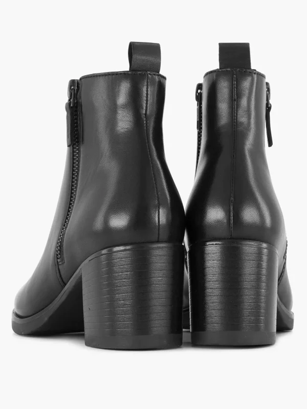 Dames 5th Avenue Zwarte Leren Enkellaars Hak