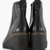 Dames 5th Avenue Zwarte Leren Enkellaars Sleehak