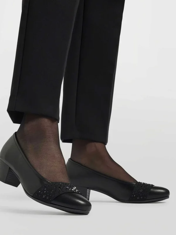 Dames Easy Street Zwarte Leren Pump
