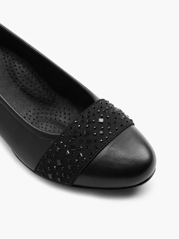 Dames Easy Street Zwarte Leren Pump