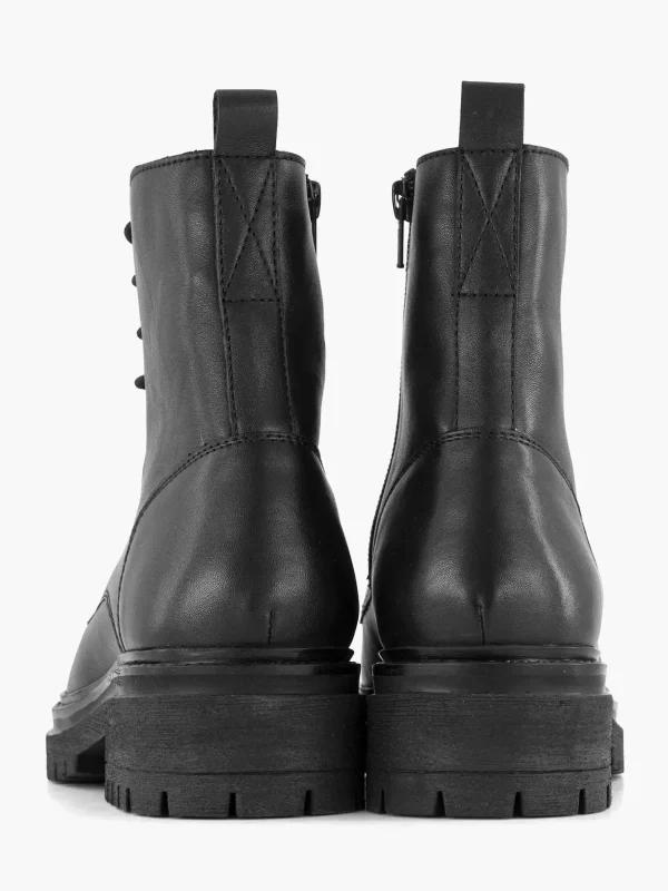 Dames 5th Avenue Zwarte Leren Veterboot