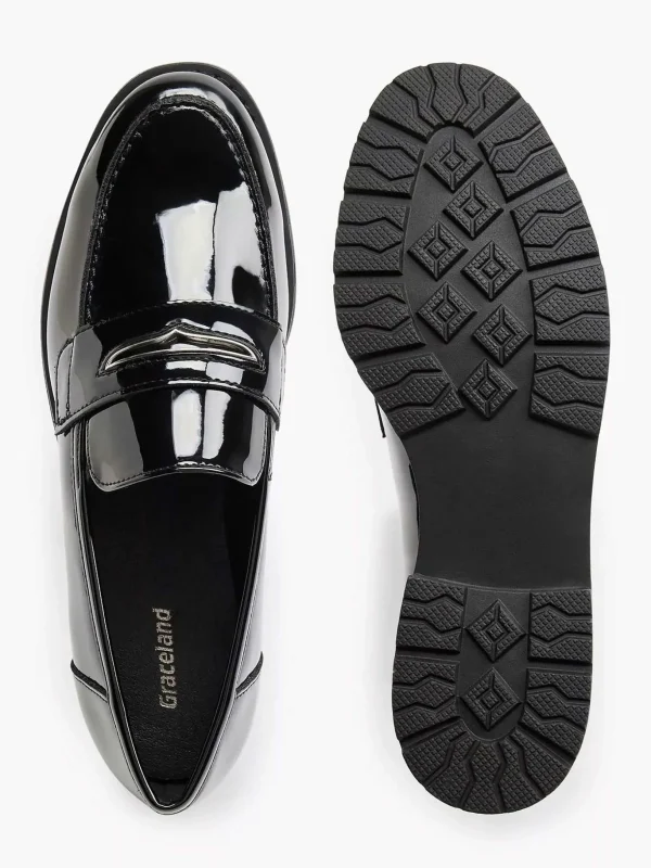 Dames Graceland Zwarte Loafer Lak