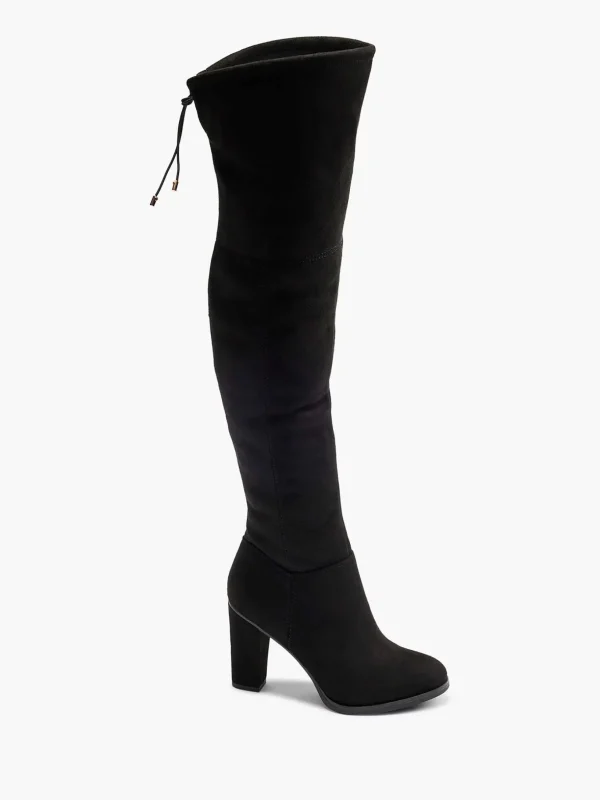 Dames Graceland Zwarte Overknee Laars Hak