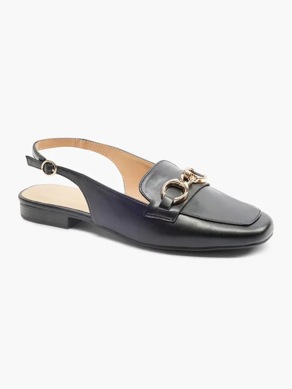 Dames Graceland Zwarte Platte Slingback Sierketting