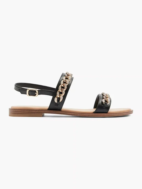 Dames Graceland Zwarte Sandaal Sierketting