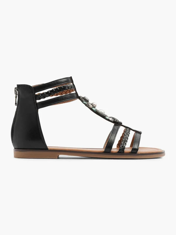Dames Graceland Zwarte Sandaal Steentjes