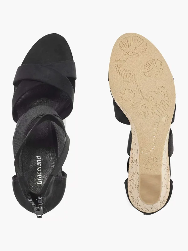 Dames Graceland Zwarte Sandalette Sleehak