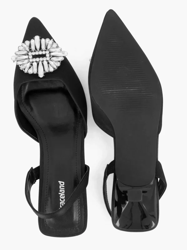 Dames Graceland Zwarte Slingback Steentjes