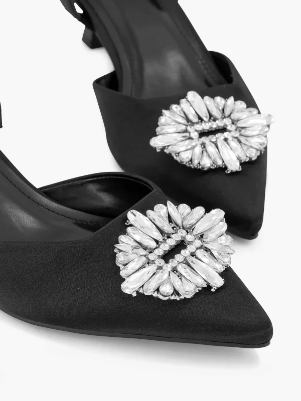 Dames Graceland Zwarte Slingback Steentjes