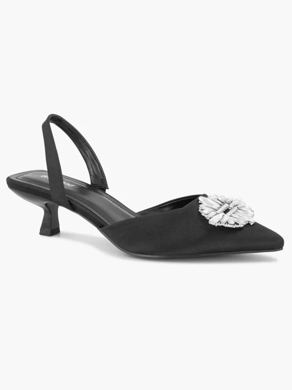 Dames Graceland Zwarte Slingback Steentjes