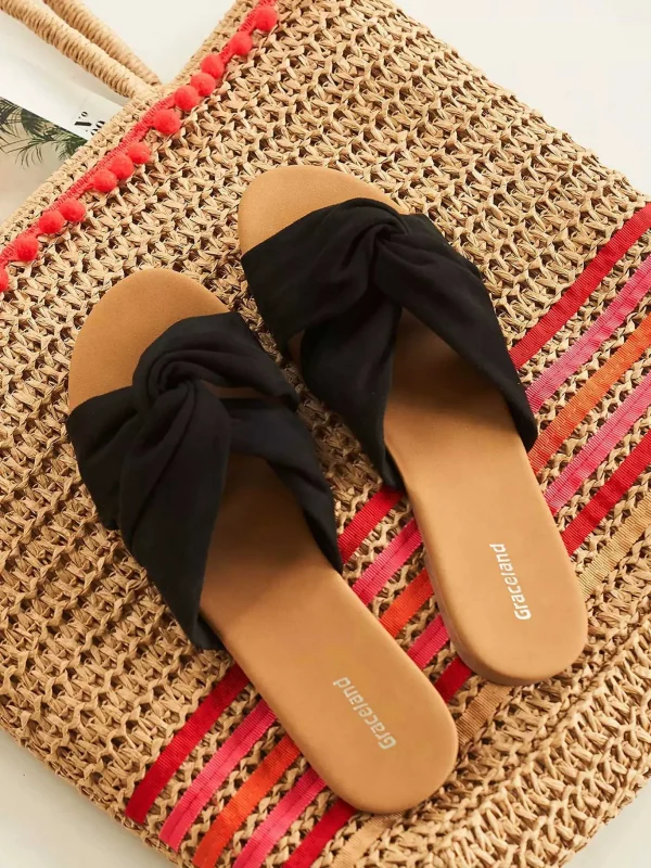 Dames Graceland Zwarte Slipper Knoop