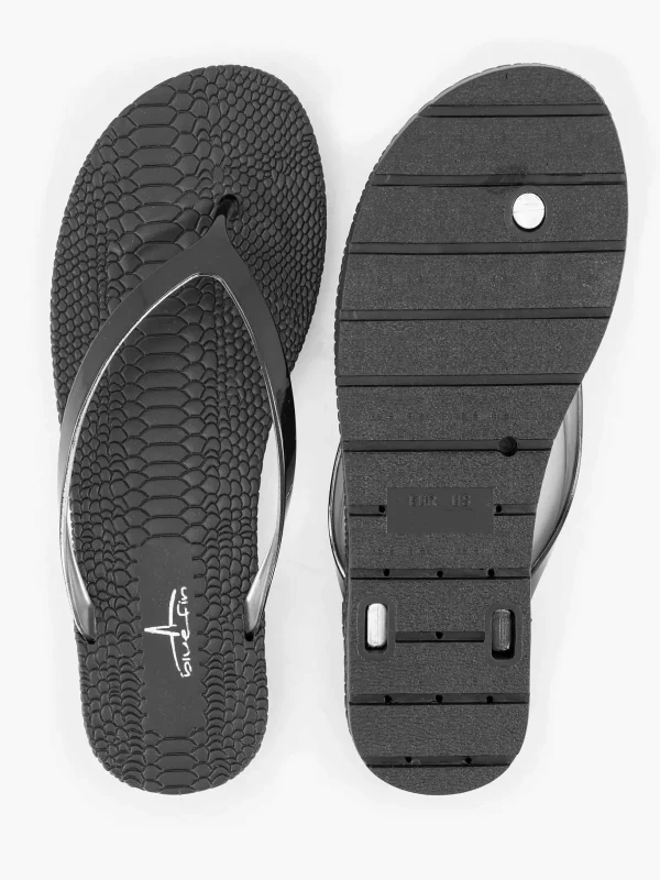 Dames Blue Fin Zwarte Teenslipper